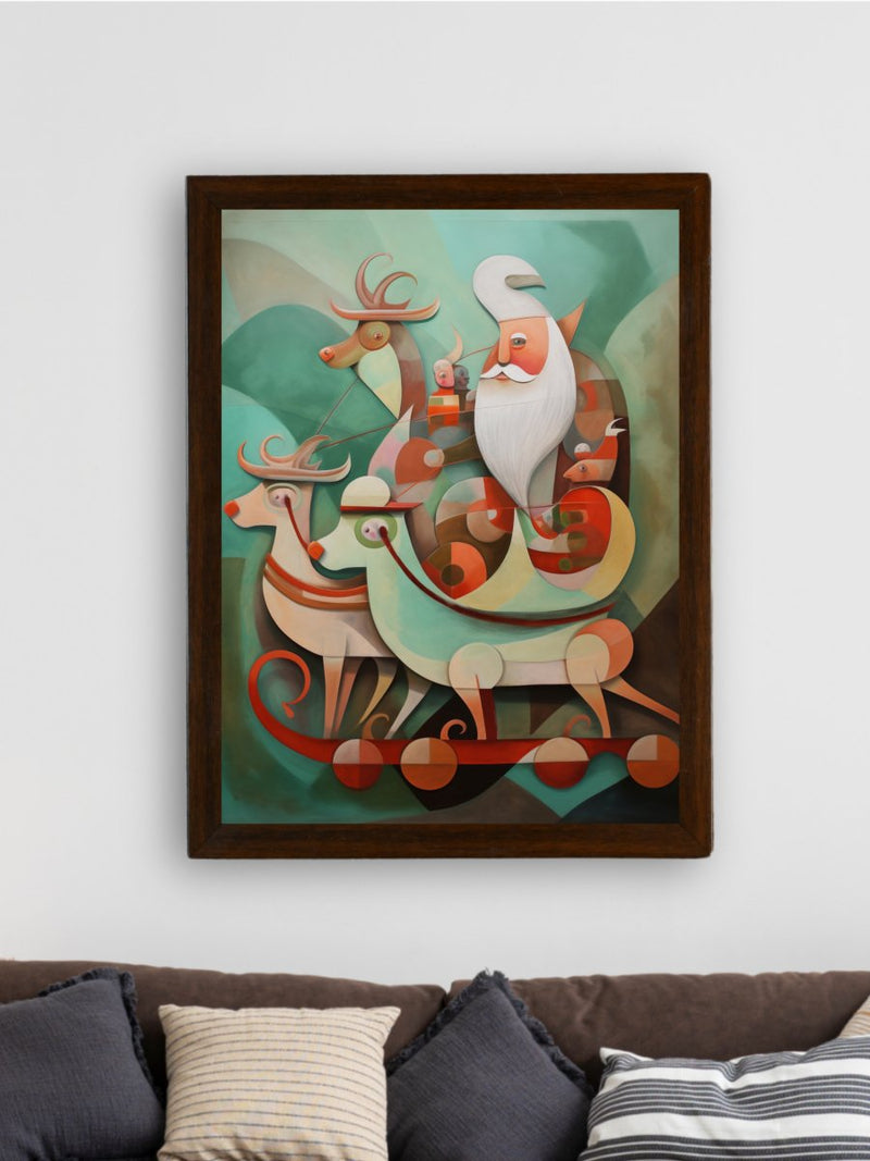 Reindeer Flight: Premium Abstract Wall Art by Sowpeace – Handcrafted Indian-Inspired Canvas for Festive and Elegant Home Interiors – view 3