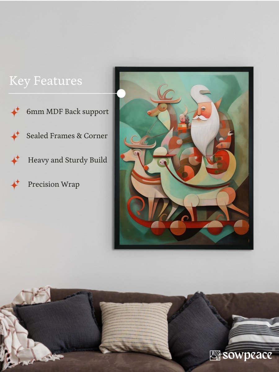 Reindeer Flight: Premium Abstract Wall Art by Sowpeace – Handcrafted Indian - Inspired Canvas for Festive and Elegant Home Interiors - Wall painting - Chitran by sowpeace - Reindeer Flight: Premium Abstract Wall Art by Sowpeace – Handcrafted Indian - Inspired Canvas for Festive and Elegant Home Interiors - Sowpeace