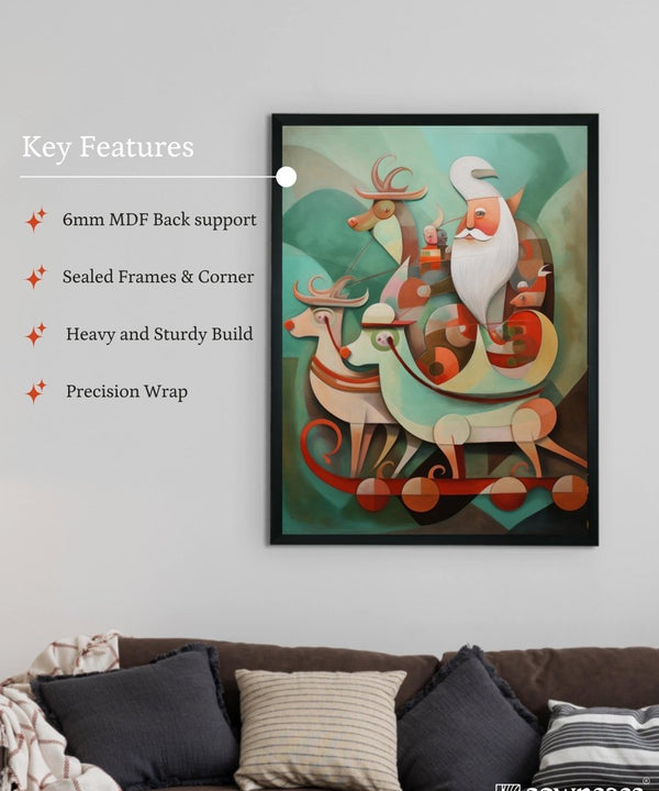 Reindeer Flight: Premium Abstract Wall Art by Sowpeace – Handcrafted Indian-Inspired Canvas for Festive and Elegant Home Interiors — image 6