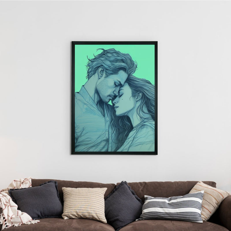 Sowpeace's Handcrafted Minimalist Romance Line Drawing Wall Art – Premium Indian-Inspired Canvas Print for Modern Home Aesthetics – view 2
