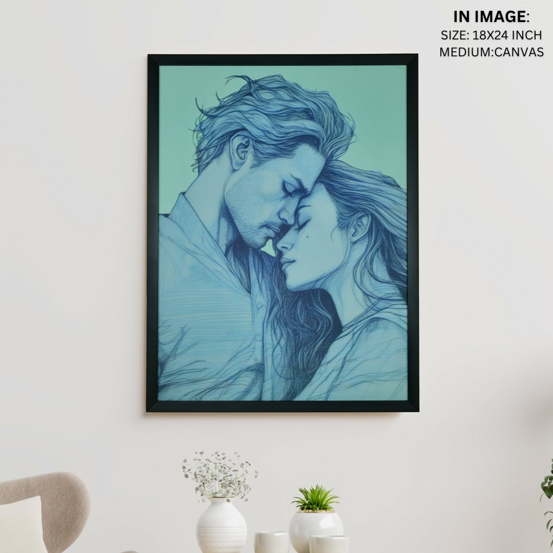 Sowpeace's Handcrafted Minimalist Romance Line Drawing Wall Art – Premium Indian-Inspired Canvas Print for Modern Home Aesthetics