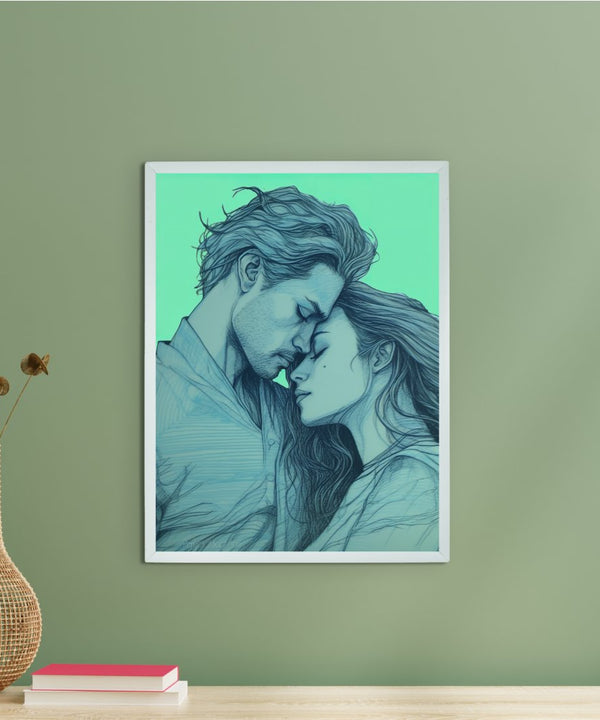 Sowpeace's Handcrafted Minimalist Romance Line Drawing Wall Art – Premium Indian-Inspired Canvas Print for Modern Home Aesthetics — main view