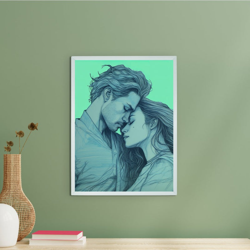 Sowpeace's Handcrafted Minimalist Romance Line Drawing Wall Art – Premium Indian-Inspired Canvas Print for Modern Home Aesthetics – view 1