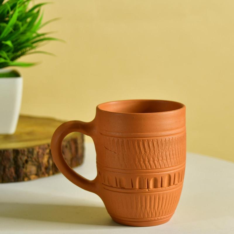 Rustic Terracotta Coffee Mug: Home Decor & Kitchen Delight