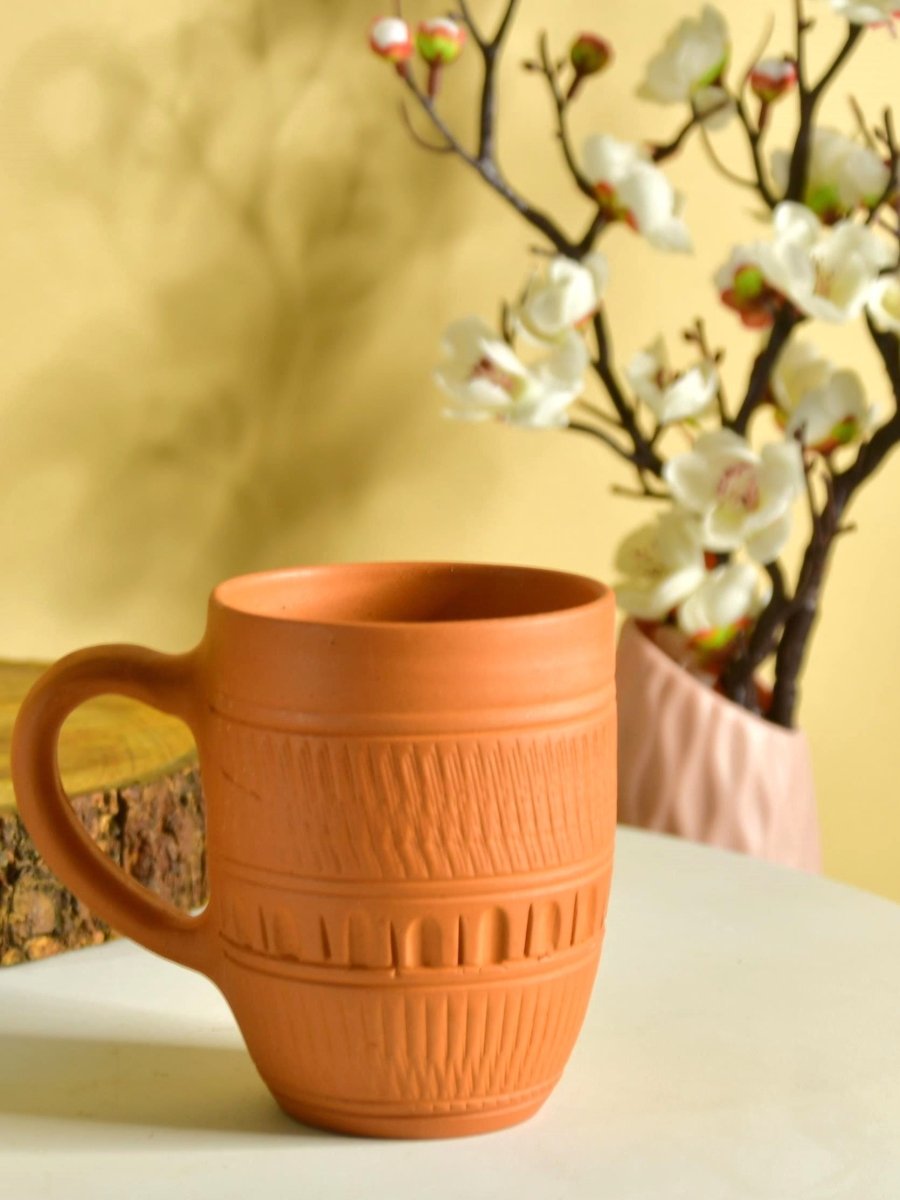 Rustic Terracotta Coffee Mug: Home Decor & Kitchen Delight