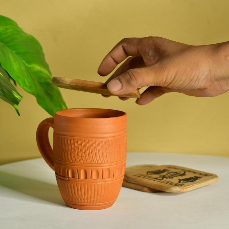 Rustic Terracotta Coffee Mug: Home Decor & Kitchen Delight