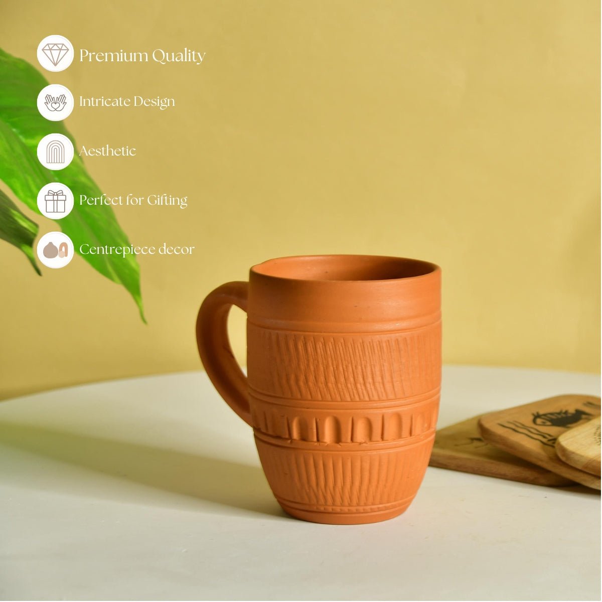 Rustic Terracotta Coffee Mug: Home Decor & Kitchen Delight