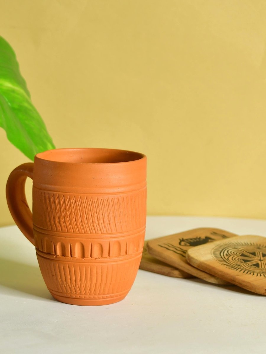 Rustic Terracotta Coffee Mug: Home Decor & Kitchen Delight