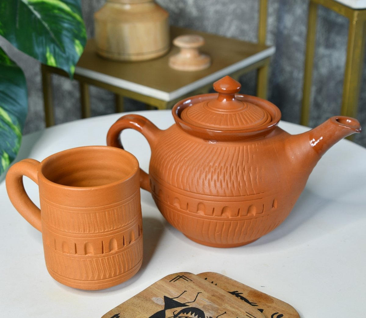 Rustic Terracotta Coffee Mug: Home Decor & Kitchen Delight