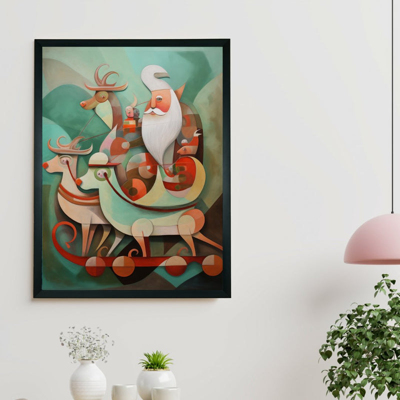 Reindeer Flight: Premium Abstract Wall Art by Sowpeace – Handcrafted Indian-Inspired Canvas for Festive and Elegant Home Interiors – view 2