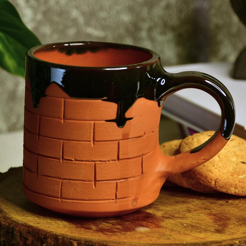 Sculpted Terracotta Coffee Mug: Stylish Functionality – view 1
