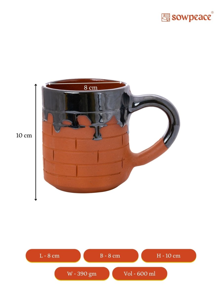 Sculpted Terracotta Coffee Mug: Stylish Functionality