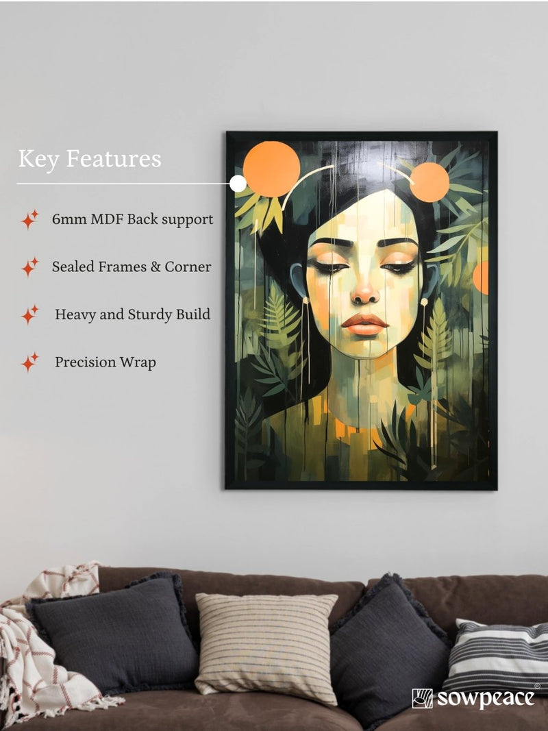 Solitude in Blooms: Sowpeace Handcrafted Canvas Art – Premium Indian-Inspired Print for Elegant and Tranquil Home Decor – view 6