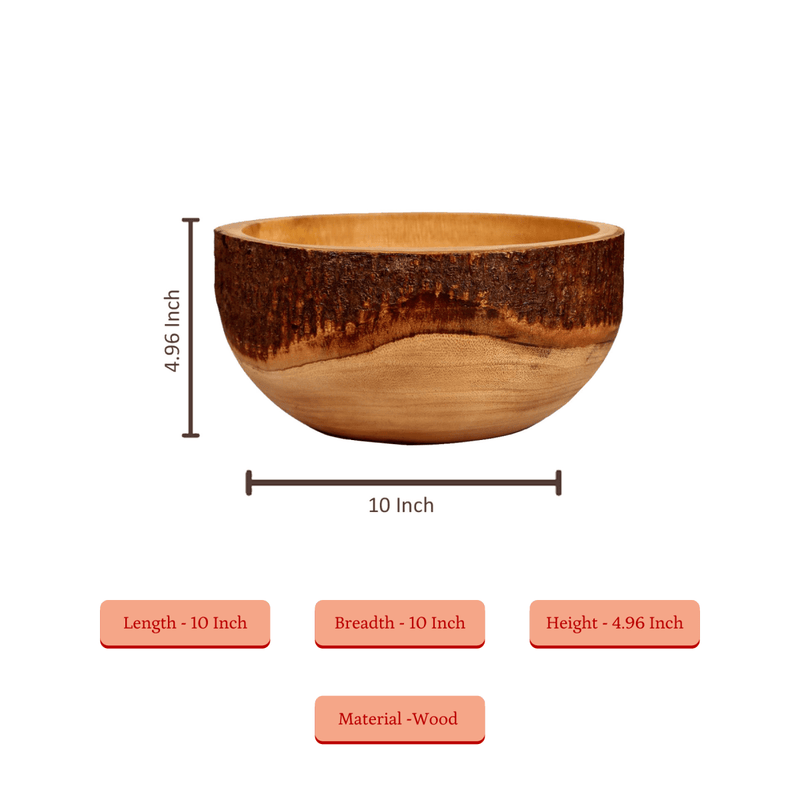 Sowpeace 10-Inch Artisan Acacia Wood Crafted Round Bowl – view 5