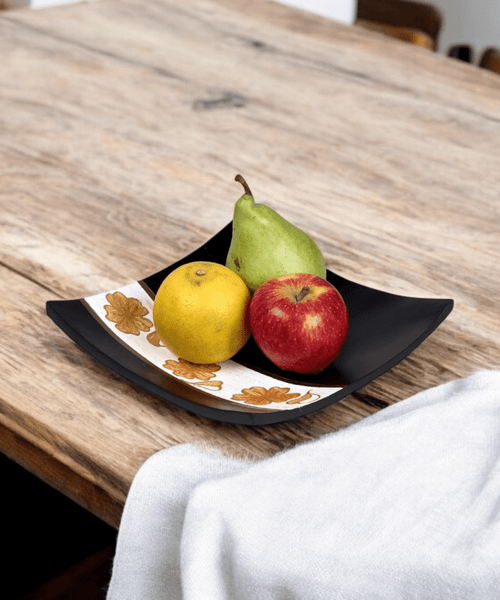 Sowpeace 10-Inch Handcrafted Black Acacia Wood Square Tray