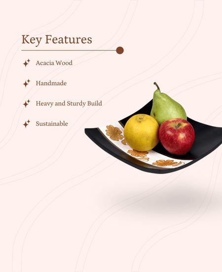 Sowpeace 10-Inch Handcrafted Black Acacia Wood Square Tray