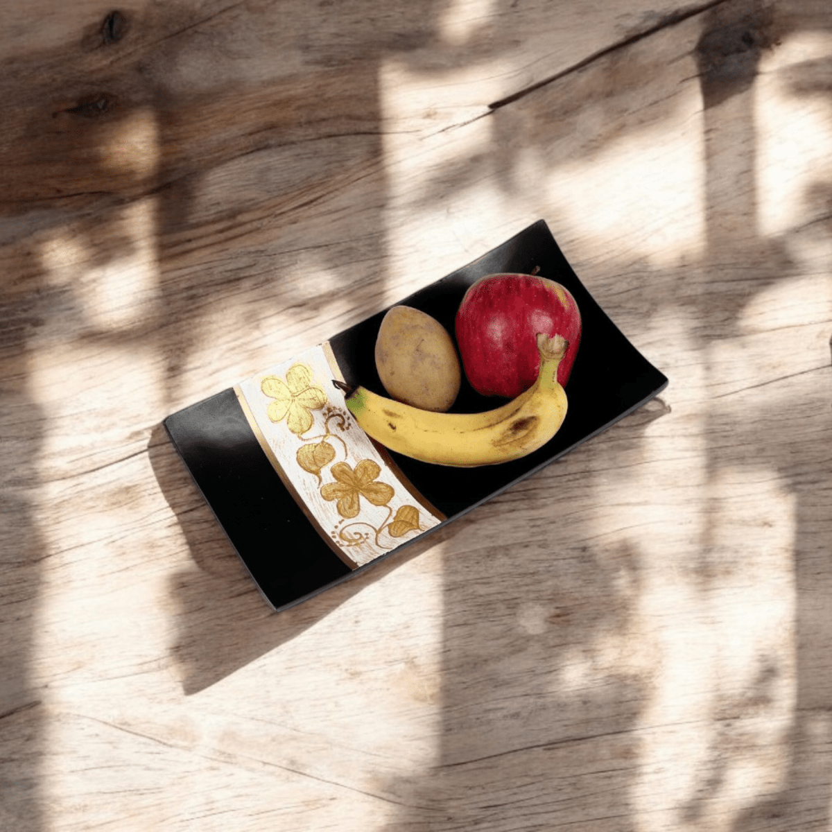 Sowpeace 10-Inch Traditional Black Acacia Wood Tray