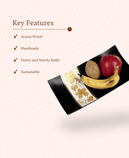 Sowpeace 10-Inch Traditional Black Acacia Wood Tray