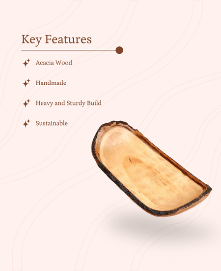 Sowpeace 12-Inch Acacia Wood Oval Decor Bowl