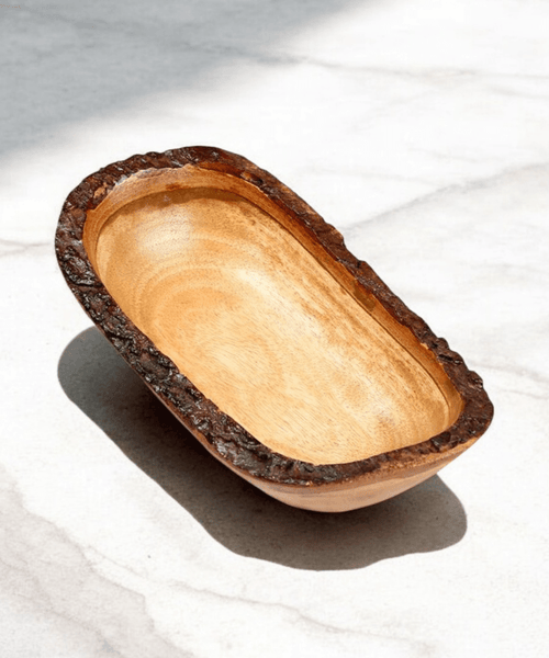 Sowpeace 12-Inch Acacia Wood Oval Decor Bowl