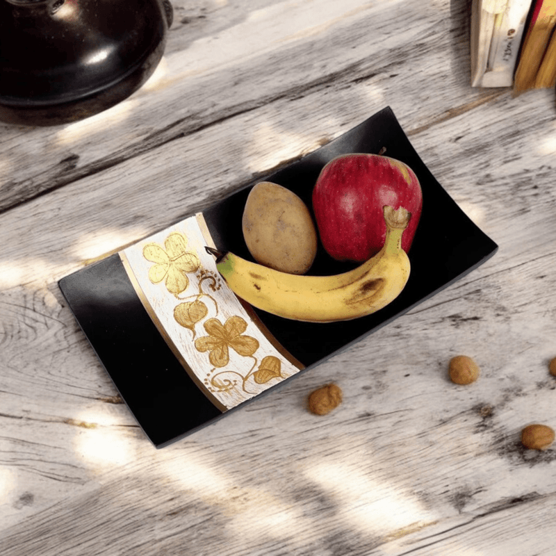Sowpeace 14-Inch Handcrafted Black Acacia Wood Tray – view 1
