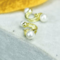 Sowpeace 2 Beads Crescent Gold Stainless Steel Earrings | Elegant One‑Size Lightweight Jewelry for Women & Daily Wear - Sowpeace - 