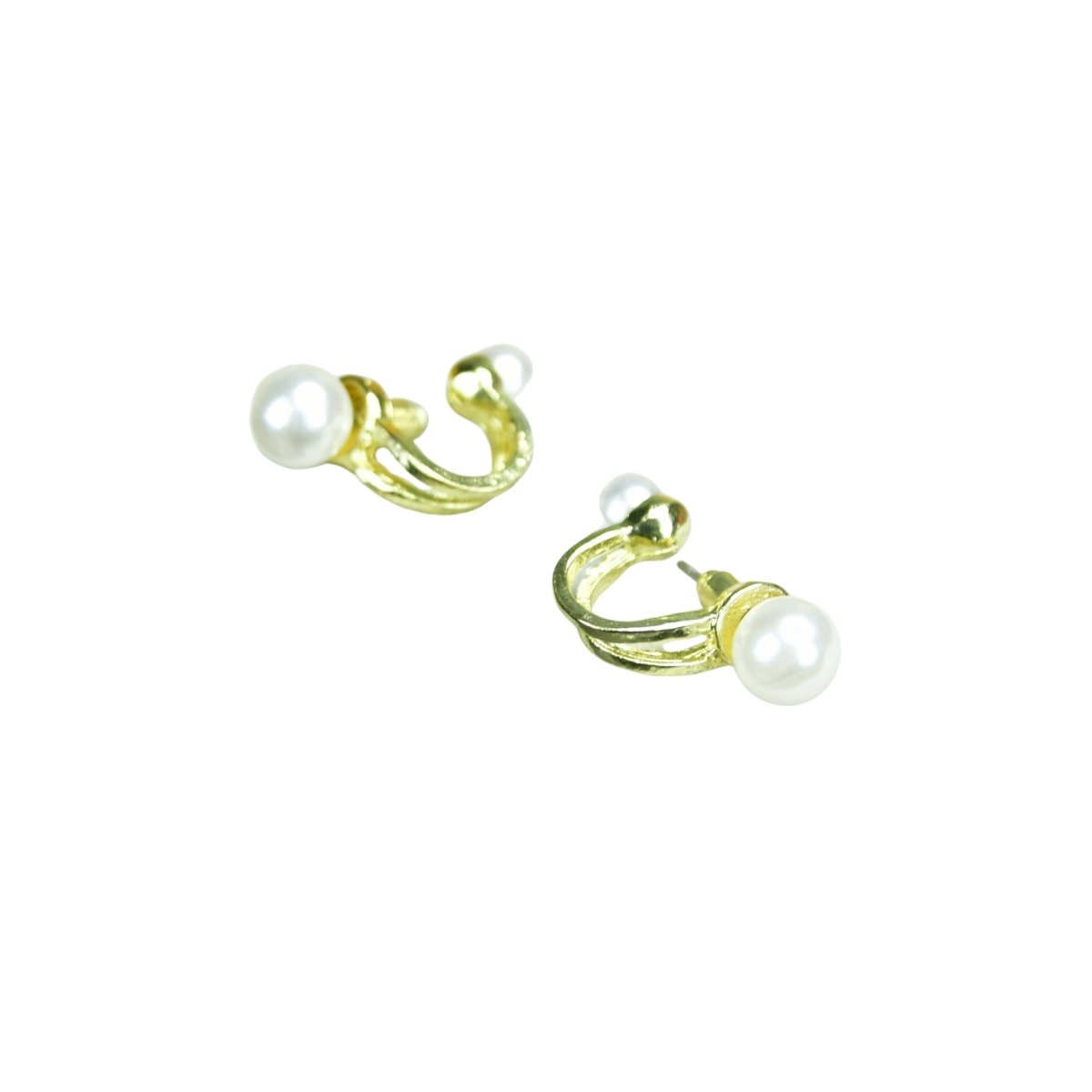 Sowpeace 2 Beads Crescent Gold Stainless Steel Earrings | Elegant One‑Size Lightweight Jewelry for Women & Daily Wear