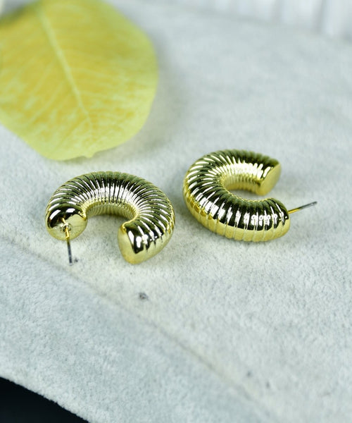 Sowpeace 3/4 Textured Round Golden CCB Earrings | Stylish One‑Size Lightweight Jewelry for Women & Daily Wear