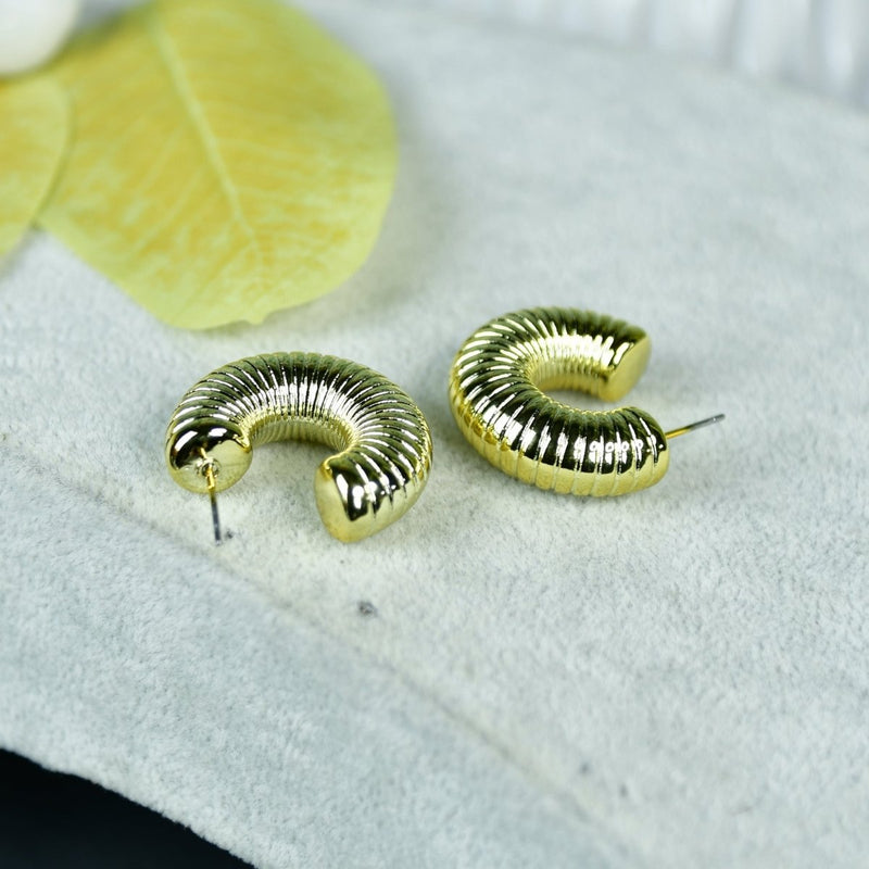 Sowpeace 3/4 Textured Round Golden CCB Earrings | Stylish One‑Size Lightweight Jewelry for Women & Daily Wear – view 1