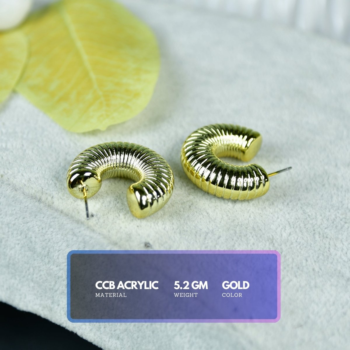 Sowpeace 3/4 Textured Round Golden CCB Earrings | Stylish One‑Size Lightweight Jewelry for Women & Daily Wear - Sowpeace - 