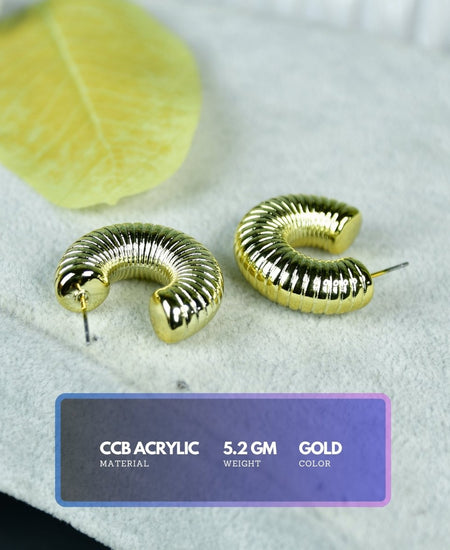 Sowpeace 3/4 Textured Round Golden CCB Earrings | Stylish One‑Size Lightweight Jewelry for Women & Daily Wear