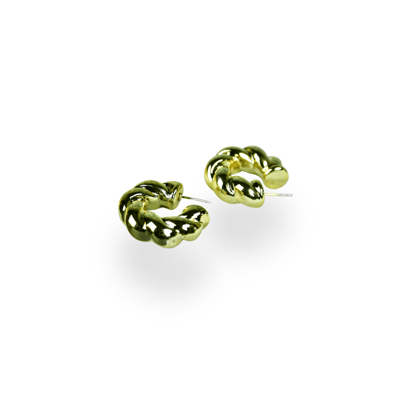 Sowpeace 3/4 Twisted Textured Round Golden CCB Earrings | Elegant One‑Size Lightweight Jewelry for Women & Daily Wear – view 4