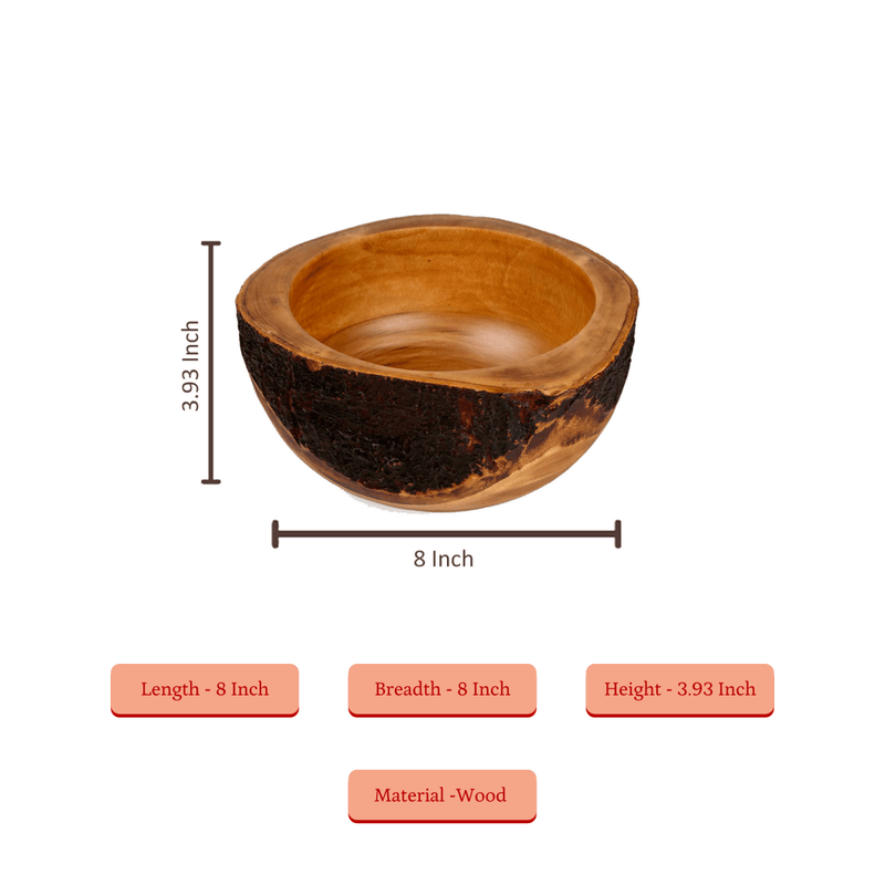 Sowpeace 8-Inch Traditional Acacia Wood Round Bowl – view 5