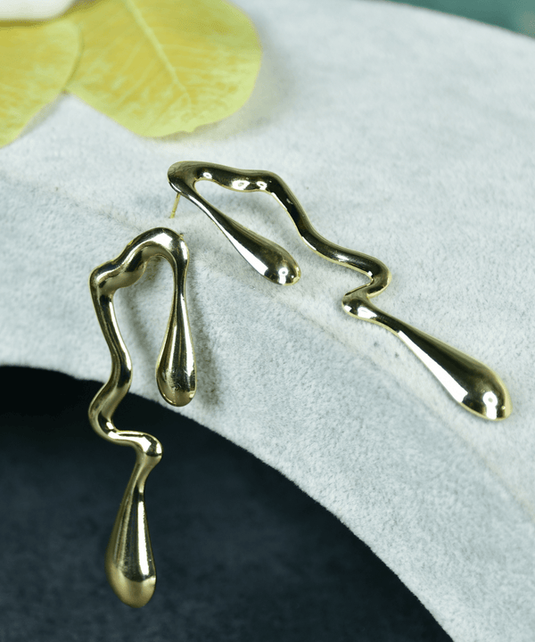 Sowpeace Abstract Gold Stainless Steel Earrings | Modern One‑Size Lightweight Jewelry for Women & Daily Wear — image 2