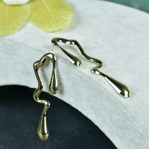 Sowpeace Abstract Gold Stainless Steel Earrings | Modern One‑Size Lightweight Jewelry for Women & Daily Wear