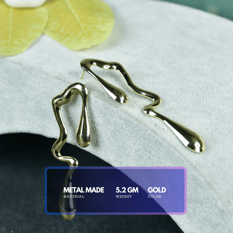 Sowpeace Abstract Gold Stainless Steel Earrings | Modern One‑Size Lightweight Jewelry for Women & Daily Wear – view 3