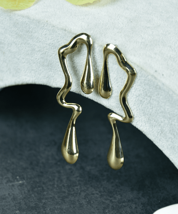 Sowpeace Abstract Gold Stainless Steel Earrings | Modern One‑Size Lightweight Jewelry for Women & Daily Wear — main view
