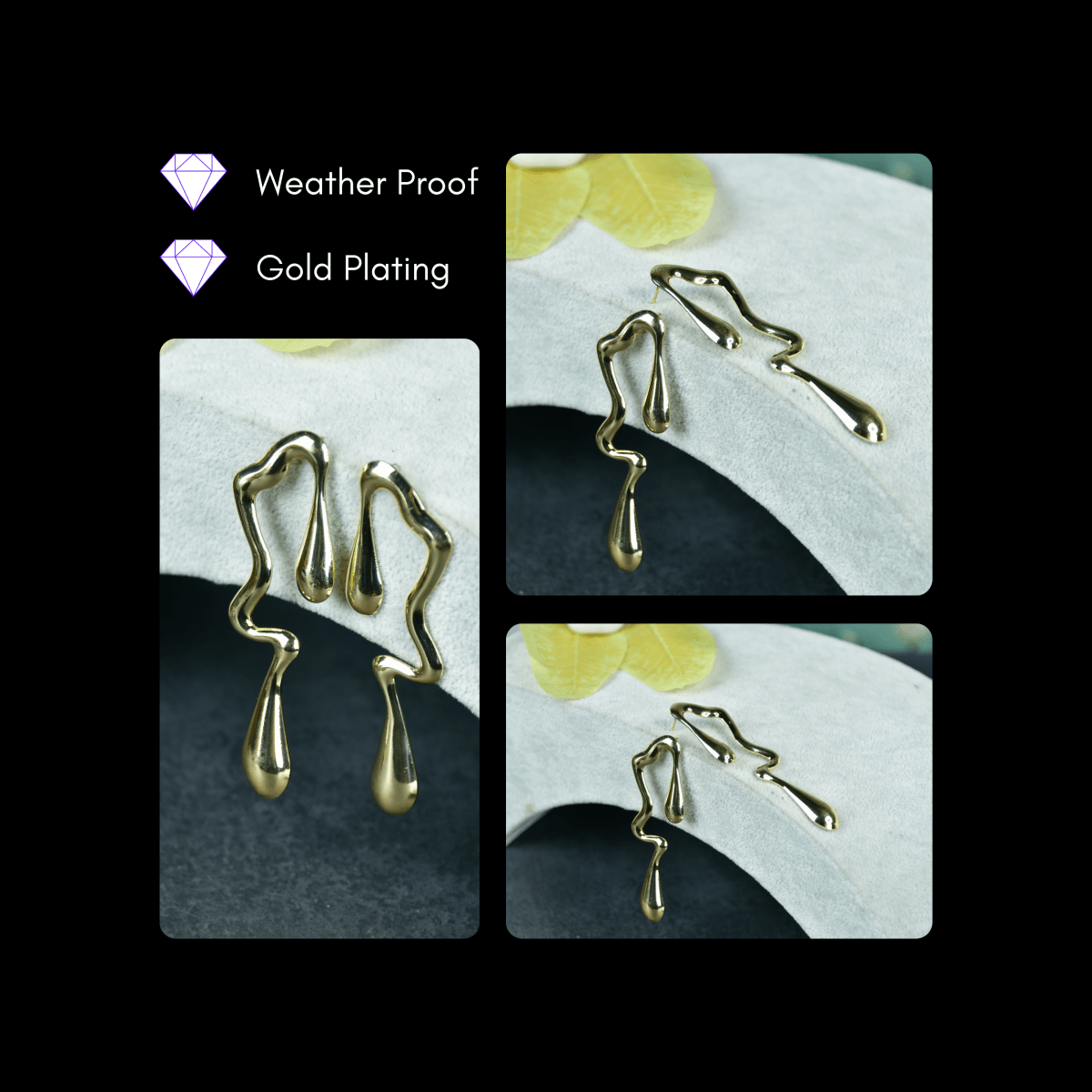 Sowpeace Abstract Gold Stainless Steel Earrings | Modern One‑Size Lightweight Jewelry for Women & Daily Wear - Sowpeace - 