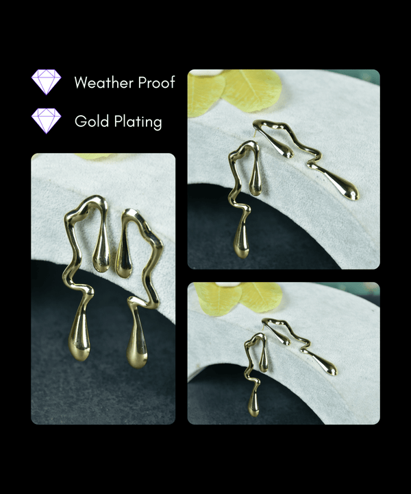 Sowpeace Abstract Gold Stainless Steel Earrings | Modern One‑Size Lightweight Jewelry for Women & Daily Wear — image 4
