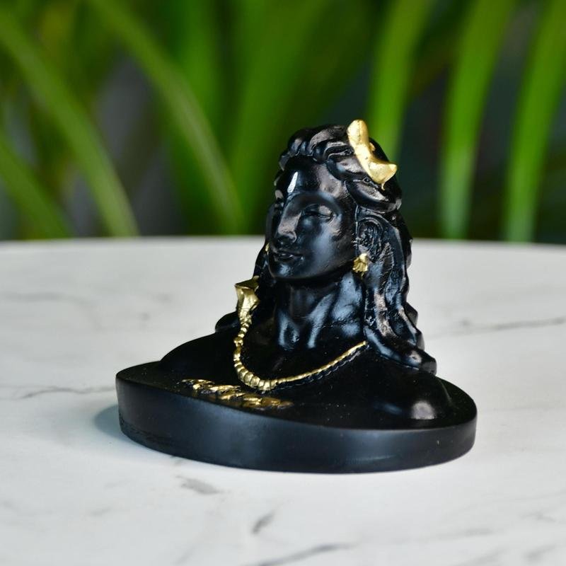 Sowpeace Adiyogi Shiva Statue 3 Inch | Mini Black Idol for Meditation, Home Décor & Spiritual Gift