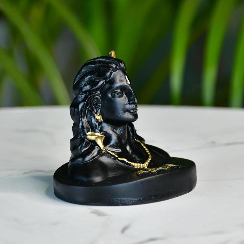 Sowpeace Adiyogi Shiva Statue 3 Inch | Mini Black Idol for Meditation, Home Décor & Spiritual Gift