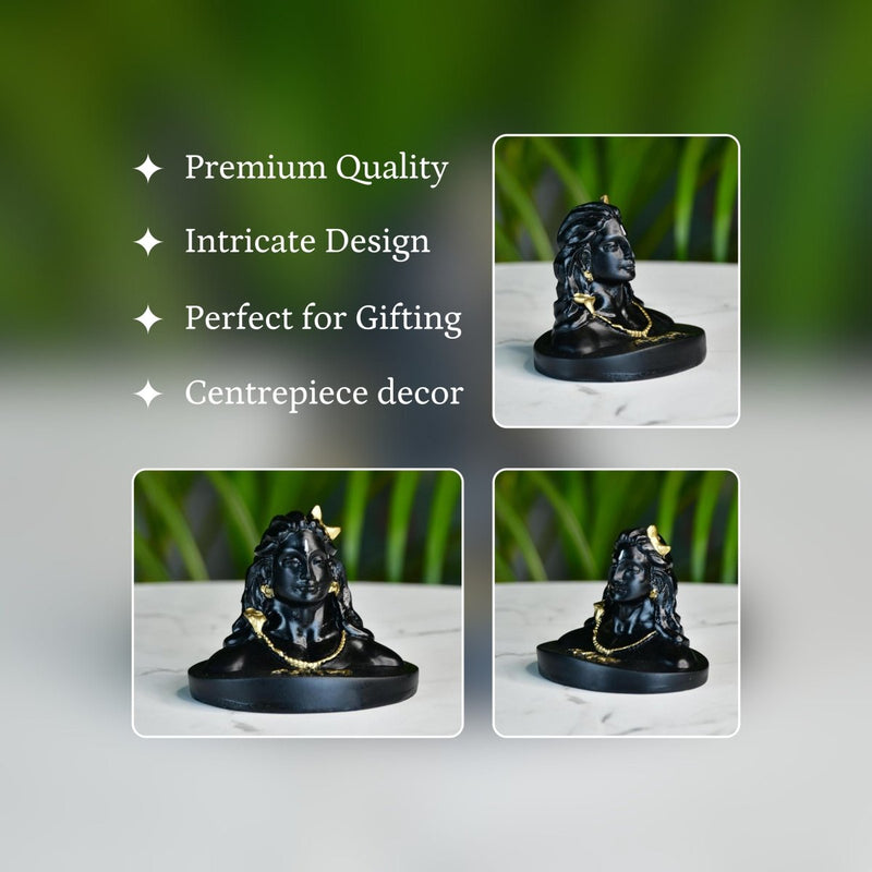 Sowpeace Adiyogi Shiva Statue 3 Inch | Mini Black Idol for Meditation, Home Décor & Spiritual Gift – view 3