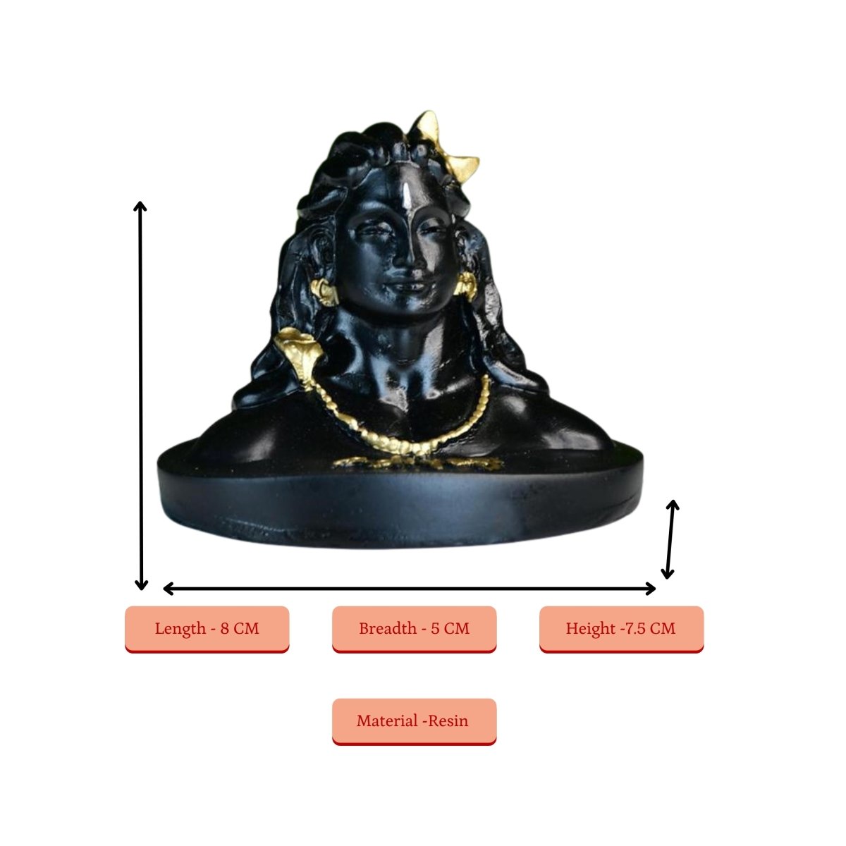 Sowpeace Adiyogi Shiva Statue 3 Inch | Mini Black Idol for Meditation, Home Décor & Spiritual Gift