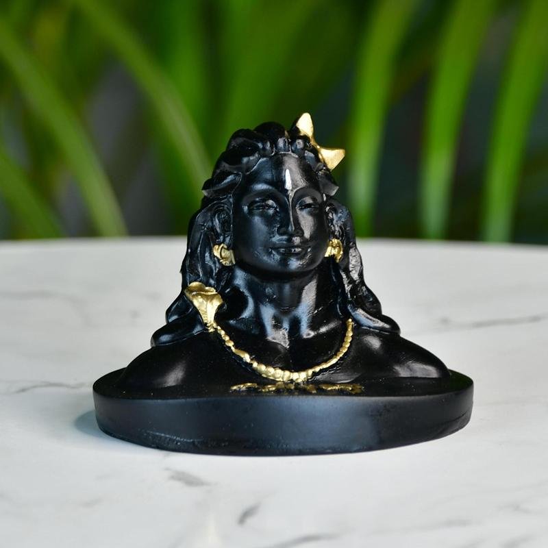 Sowpeace Adiyogi Shiva Statue 3 Inch | Mini Black Idol for Meditation, Home Décor & Spiritual Gift