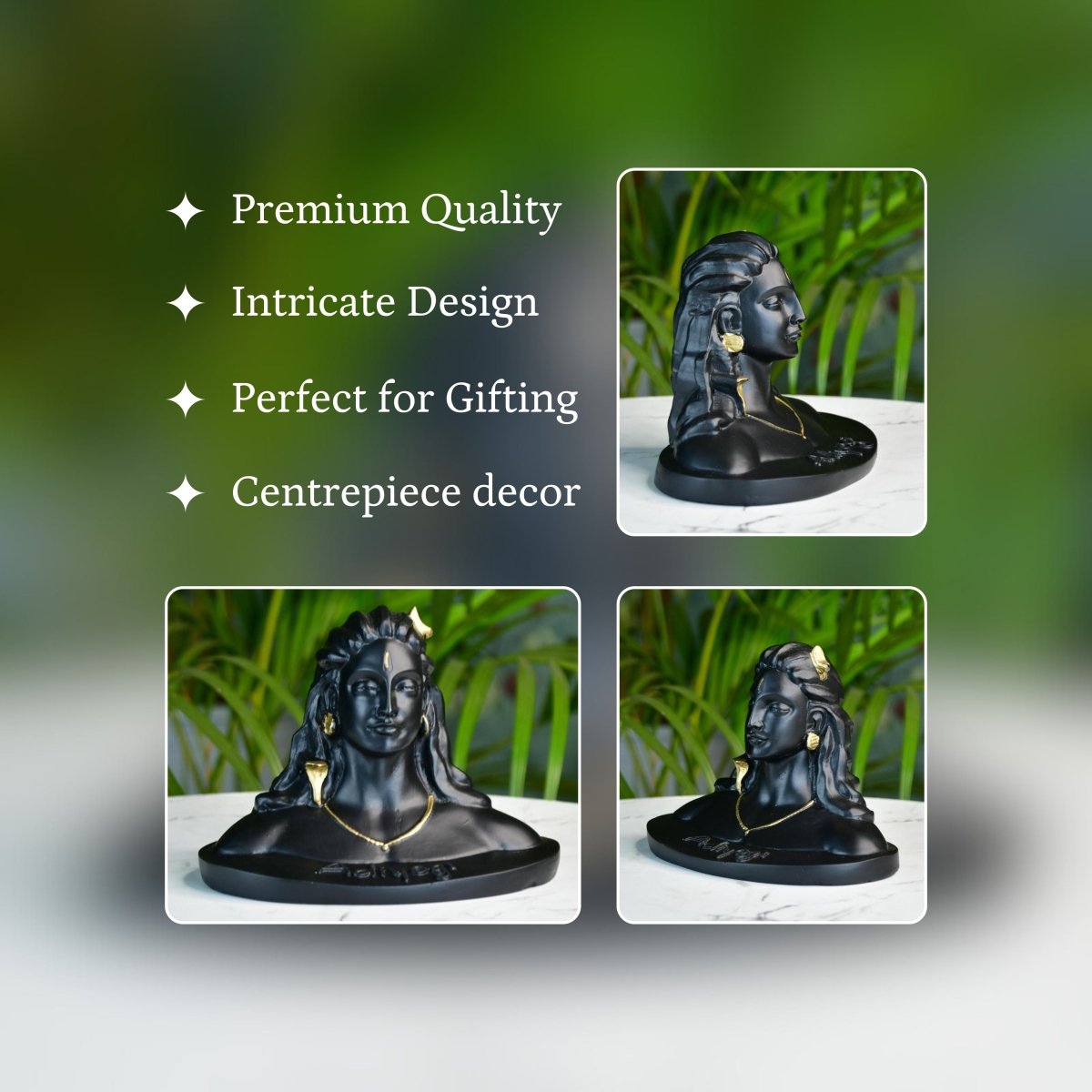 Sowpeace Adiyogi Shiva Statue 5 Inch | Black Idol for Meditation, Home Décor & Spiritual Gift