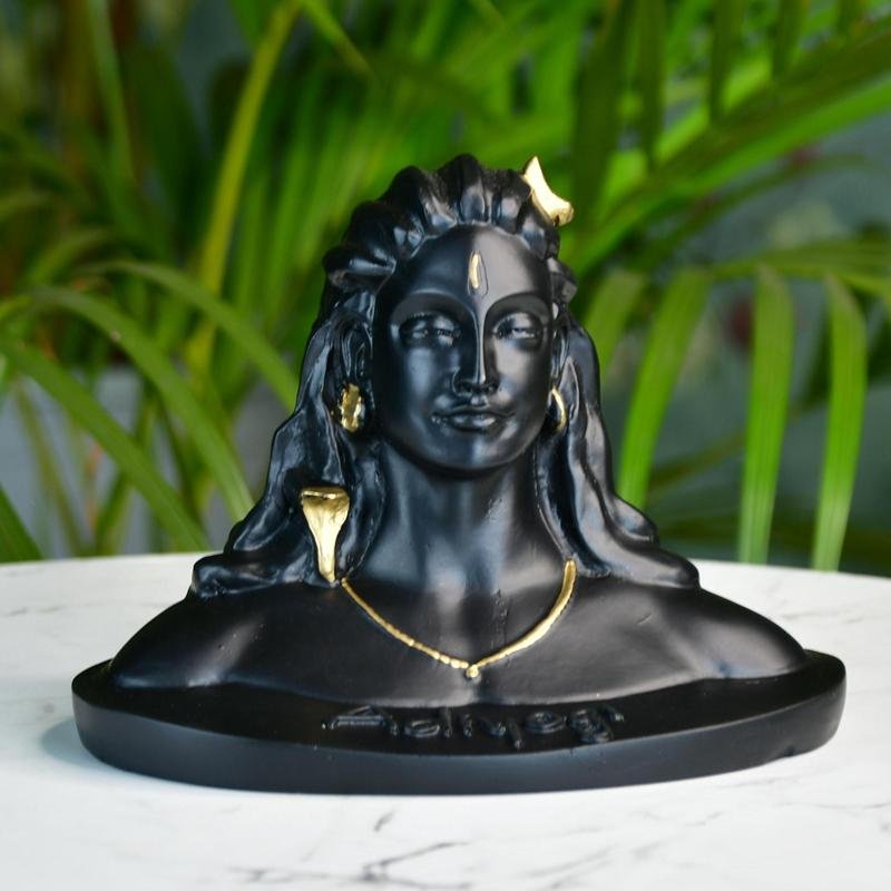 Sowpeace Adiyogi Shiva Statue 5 Inch | Black Idol for Meditation, Home Décor & Spiritual Gift