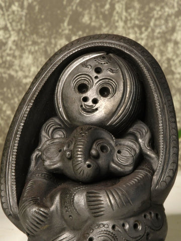 Vastu Principles for Sowpeace Art: Black Terracotta Durga Ganesh Tabletop Marvel