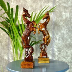 Sowpeace Artisan Wooden Jumping Horse Set: Home Decor - Additional View