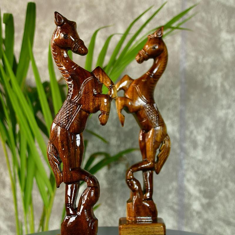 Sowpeace Artisan Wooden Jumping Horse Set: Home Decor