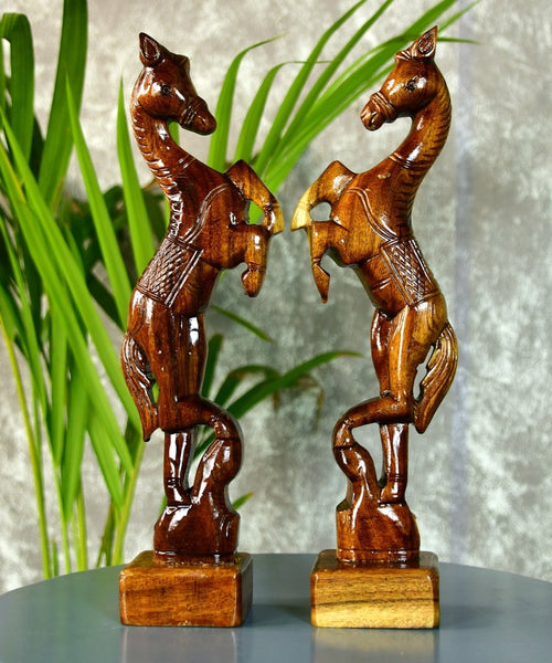 Sowpeace Artisan Wooden Jumping Horse Set: Home Decor